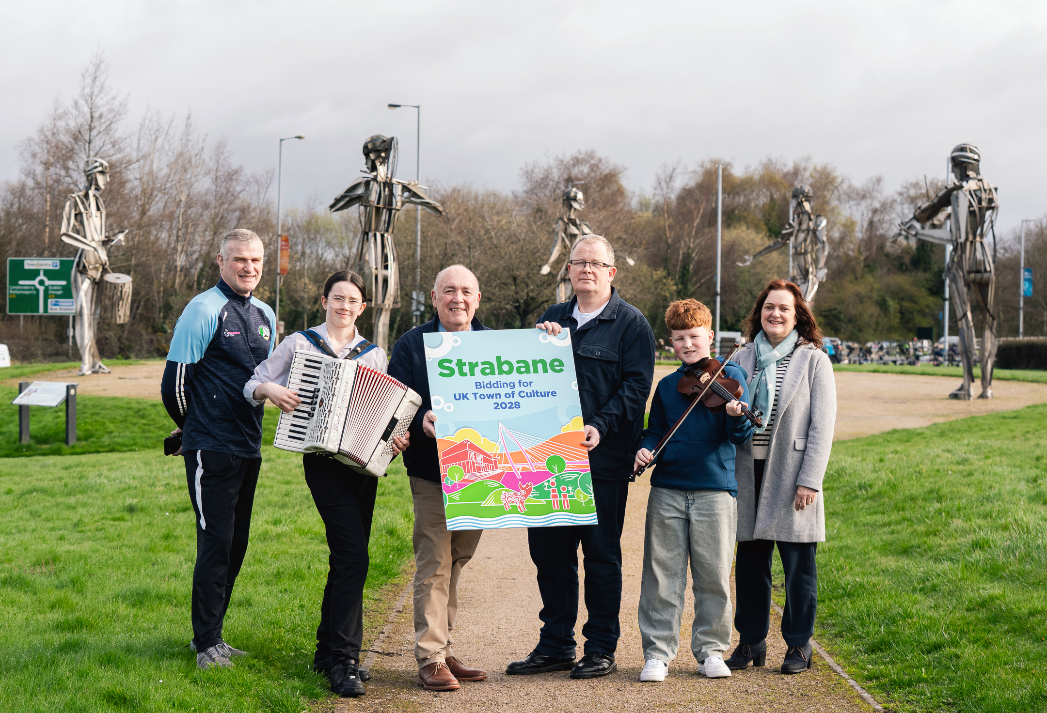  Pictured at the launch of Strabane's bid for UK Town of Culture, 2028, are Jarlath McNulty, Vice-Chair Strabane Local Growth Partnership, Jessica O'Donnell, CRAIC, Kieran Kennedy, Chair, Strabane BID