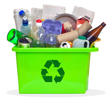 Recycling bin overflowing